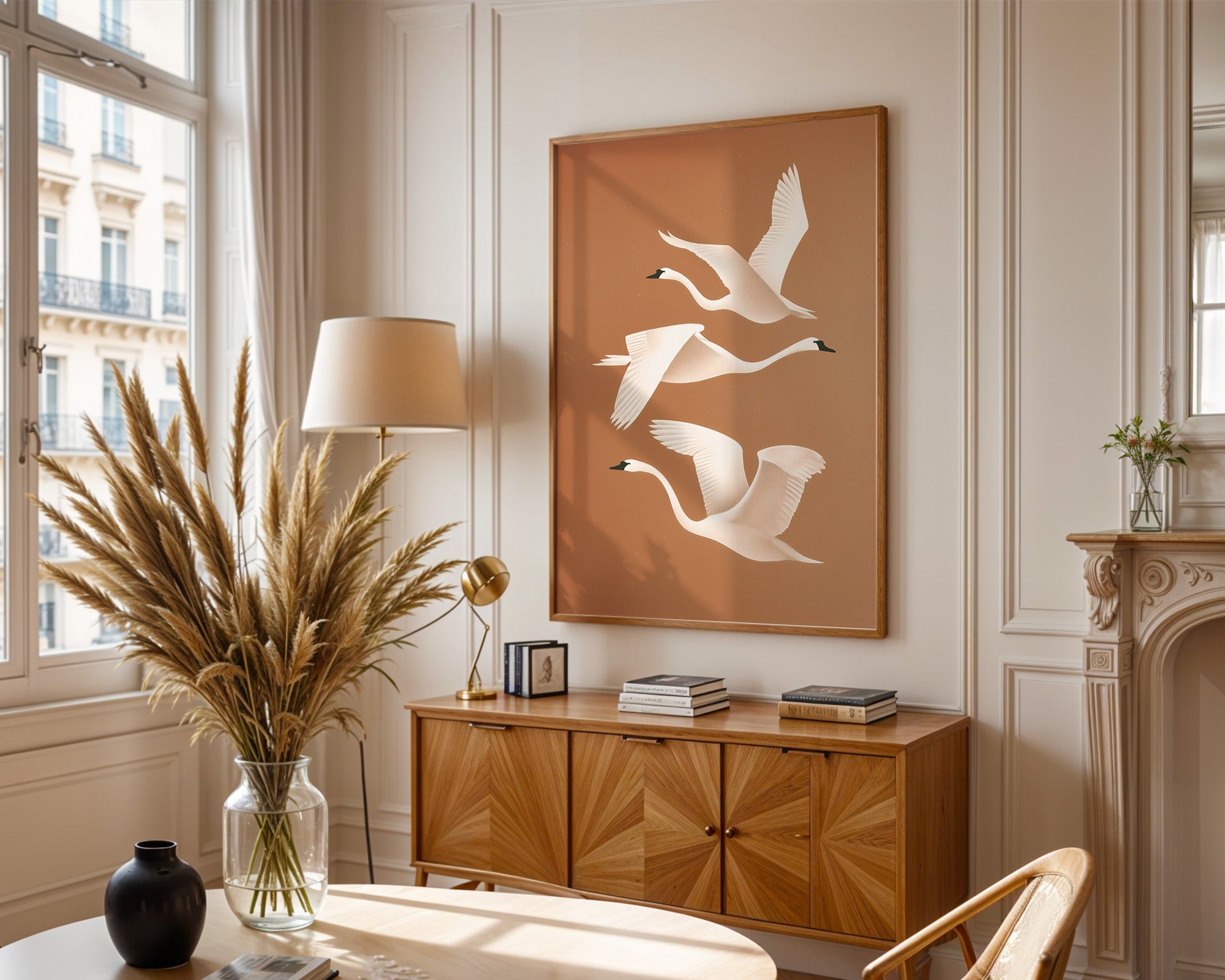 Schwan Flügelschlag Silhouette Braun