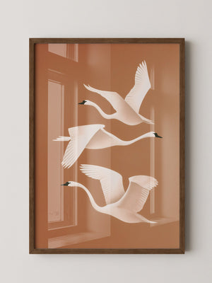 Schwan Flügelschlag Silhouette Braun