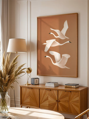 Schwan Flügelschlag Silhouette Braun