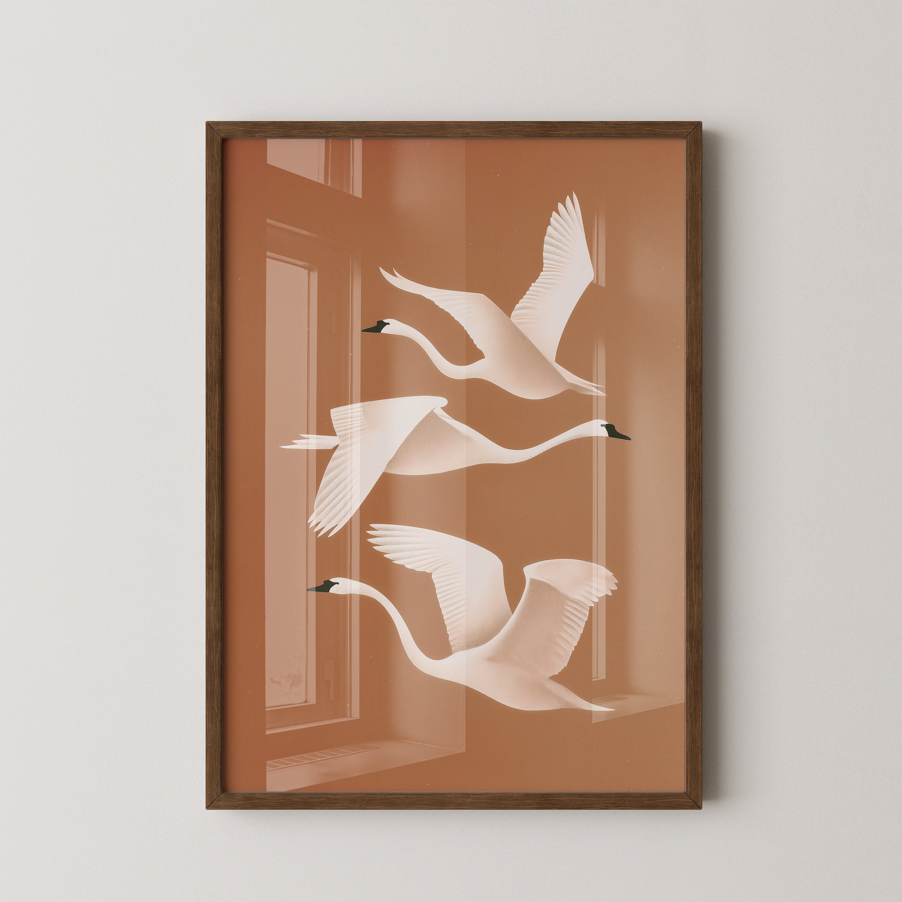 Schwan Flügelschlag Silhouette Braun