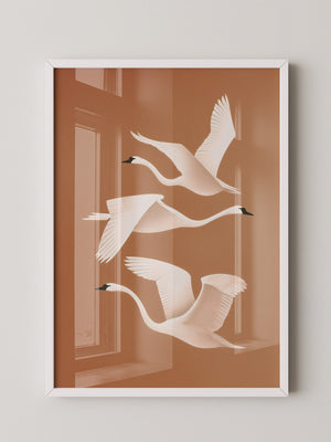 Schwan Flügelschlag Silhouette Braun