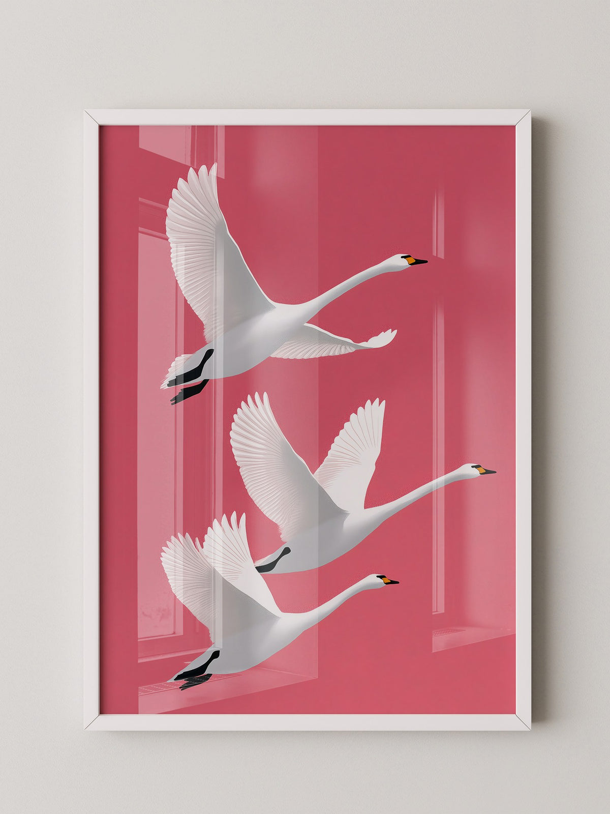 Schwäne Flug rosa Hintergrund