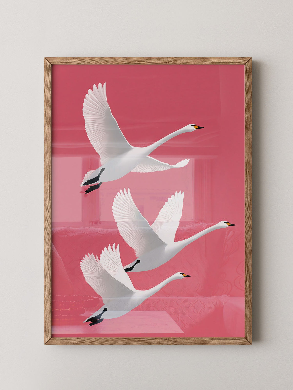 Schwäne Flug rosa Hintergrund