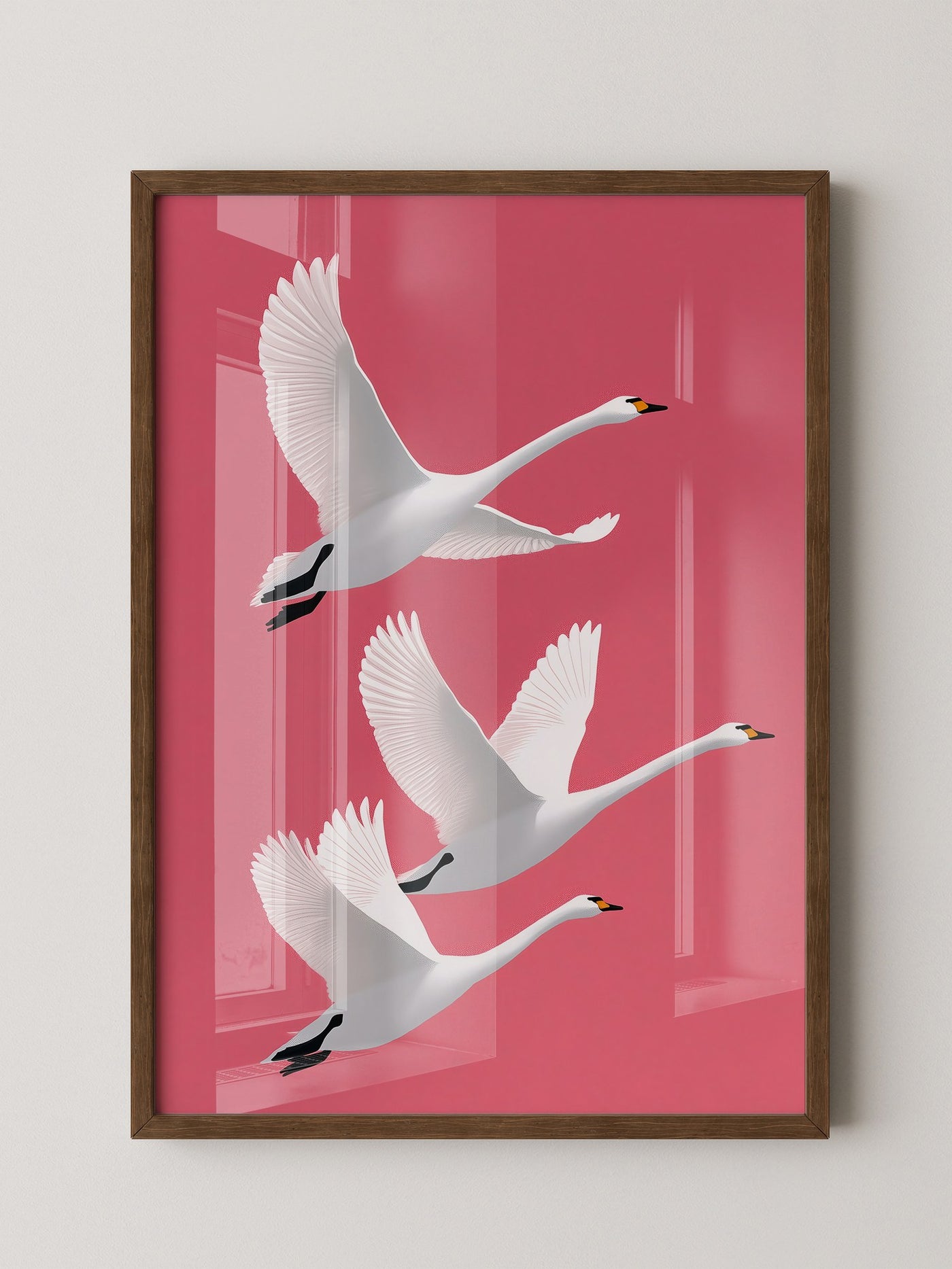 Schwäne Flug rosa Hintergrund
