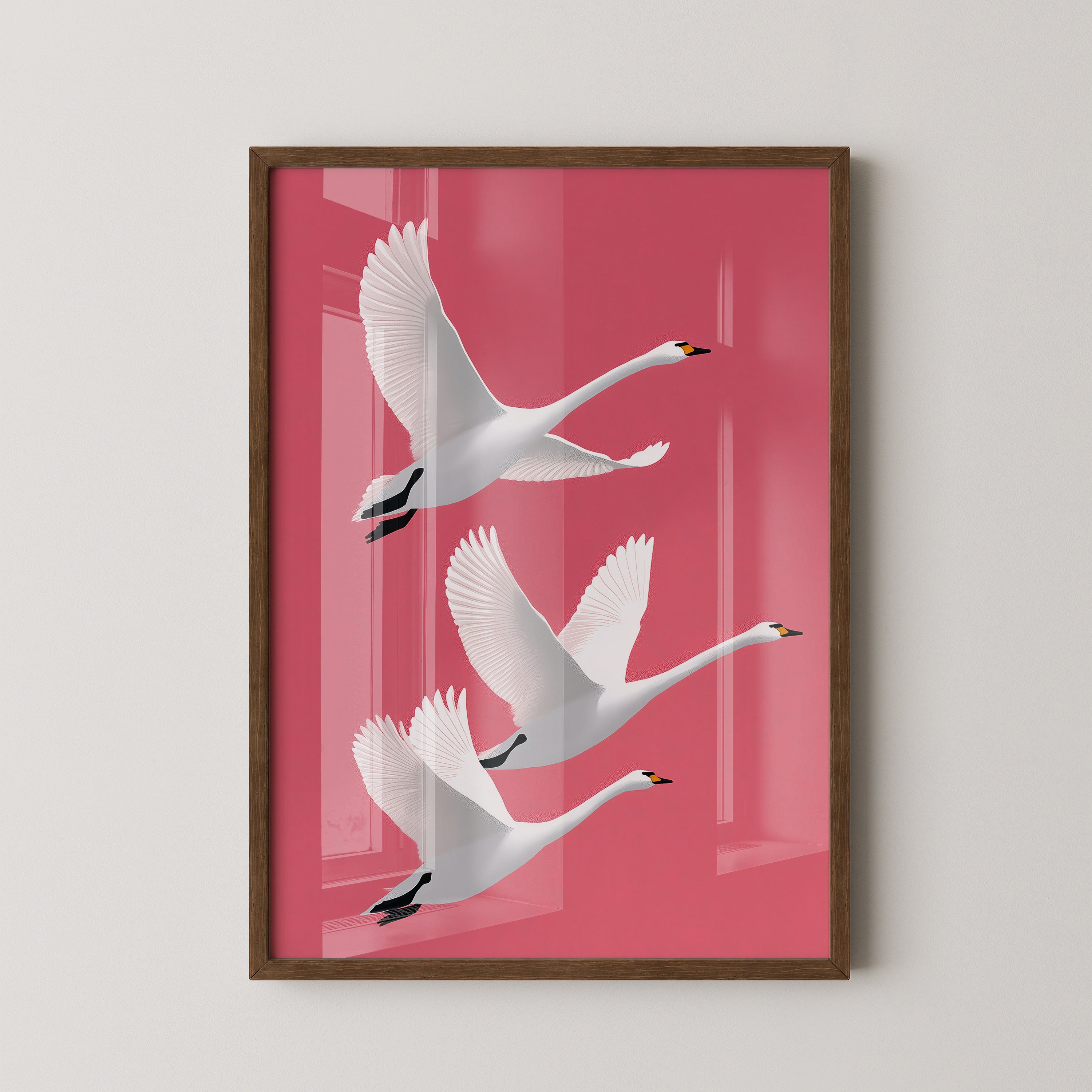 Schwäne Flug rosa Hintergrund