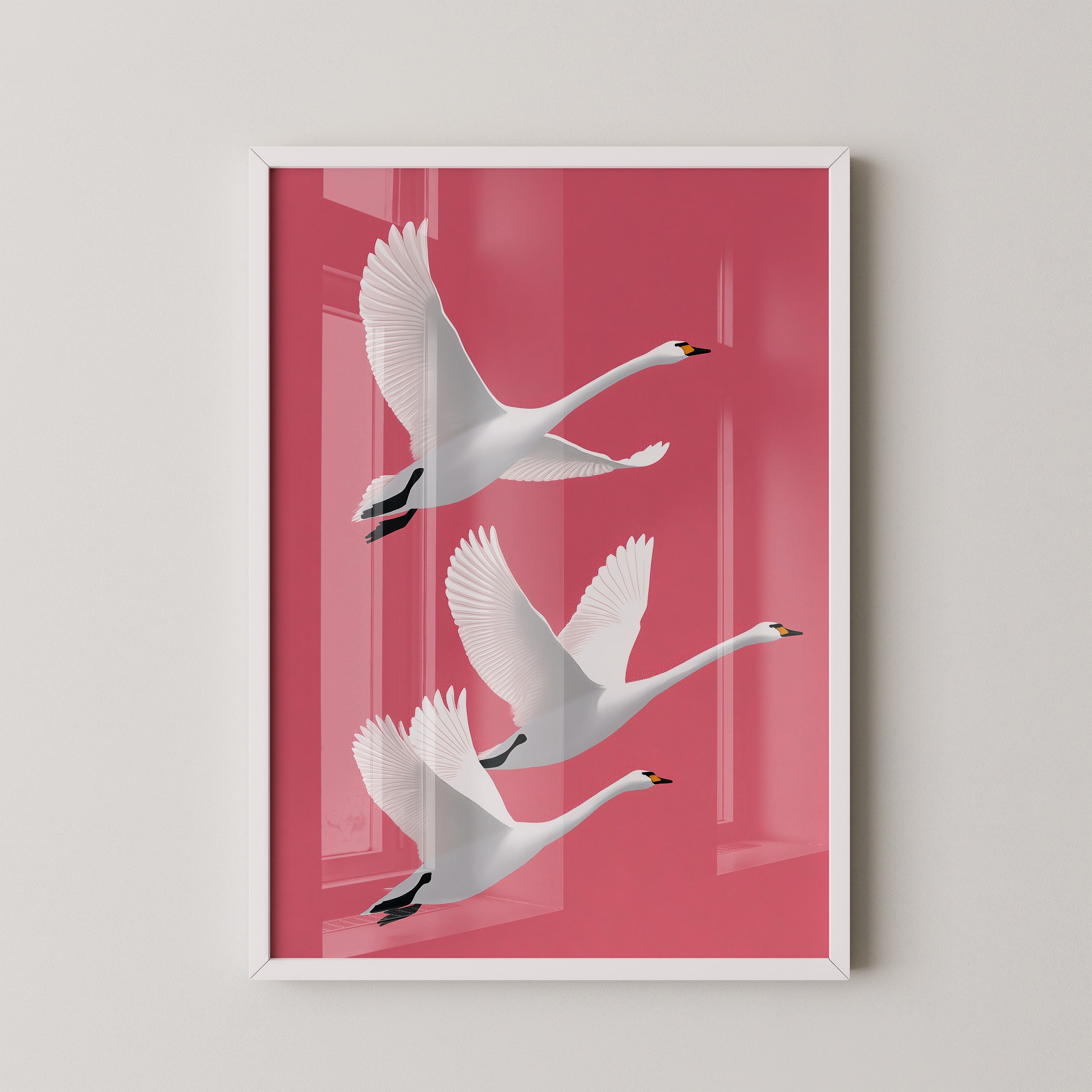 Schwäne Flug rosa Hintergrund