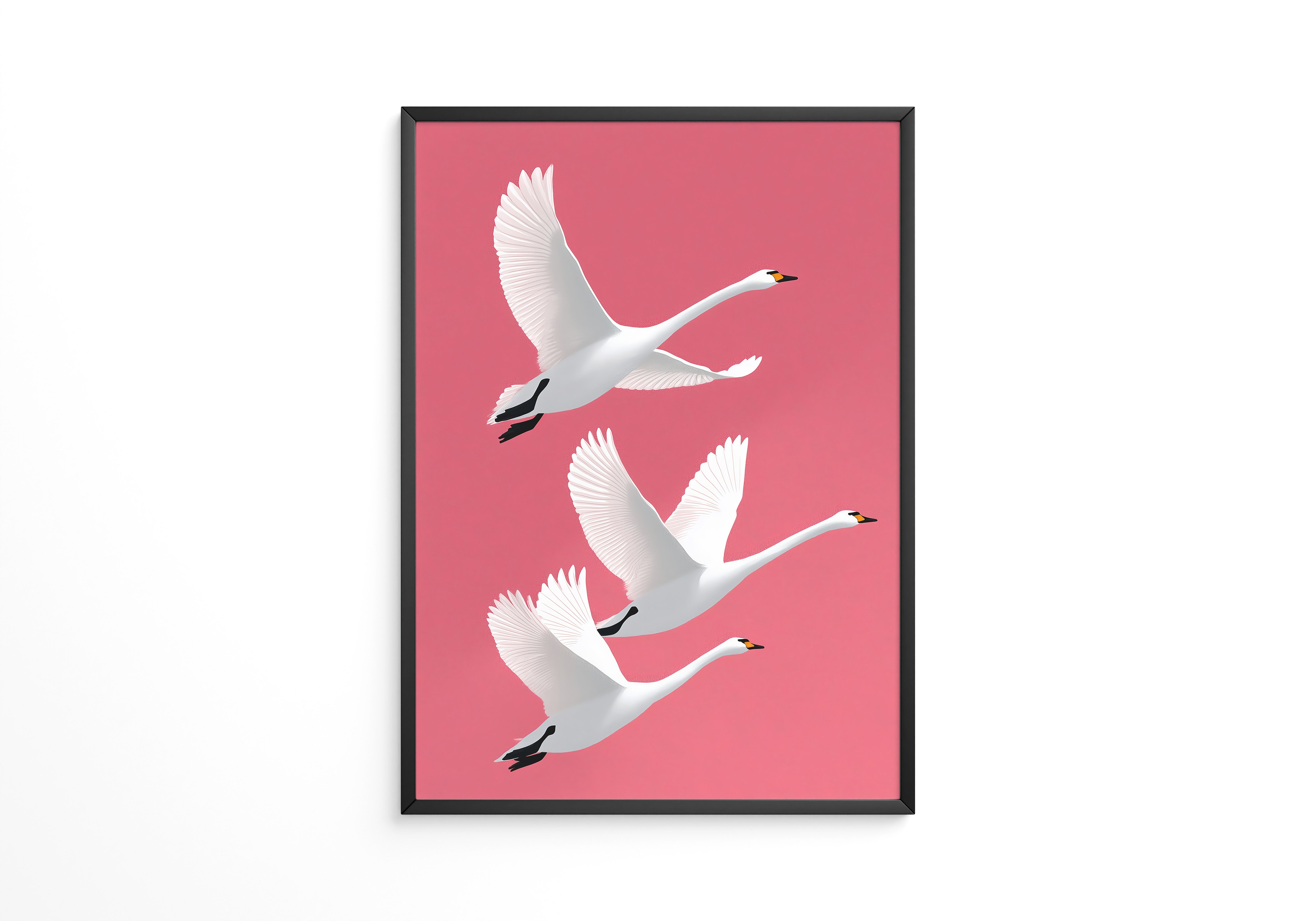 Schwäne Flug rosa Hintergrund