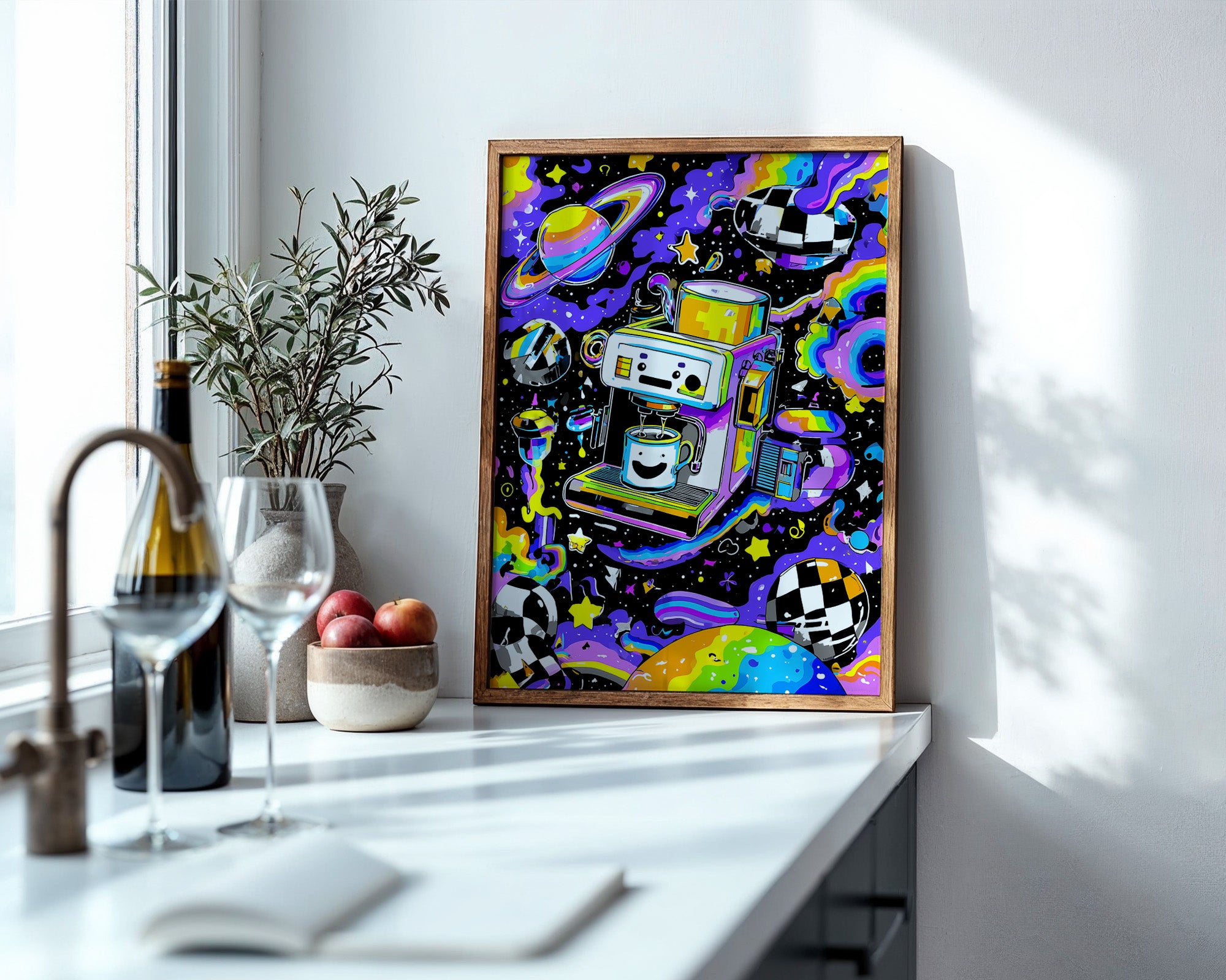 Espressomaschine Weltraum bunt