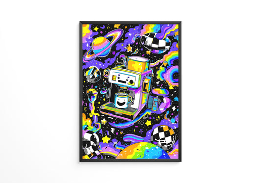 Espressomaschine Weltraum bunt