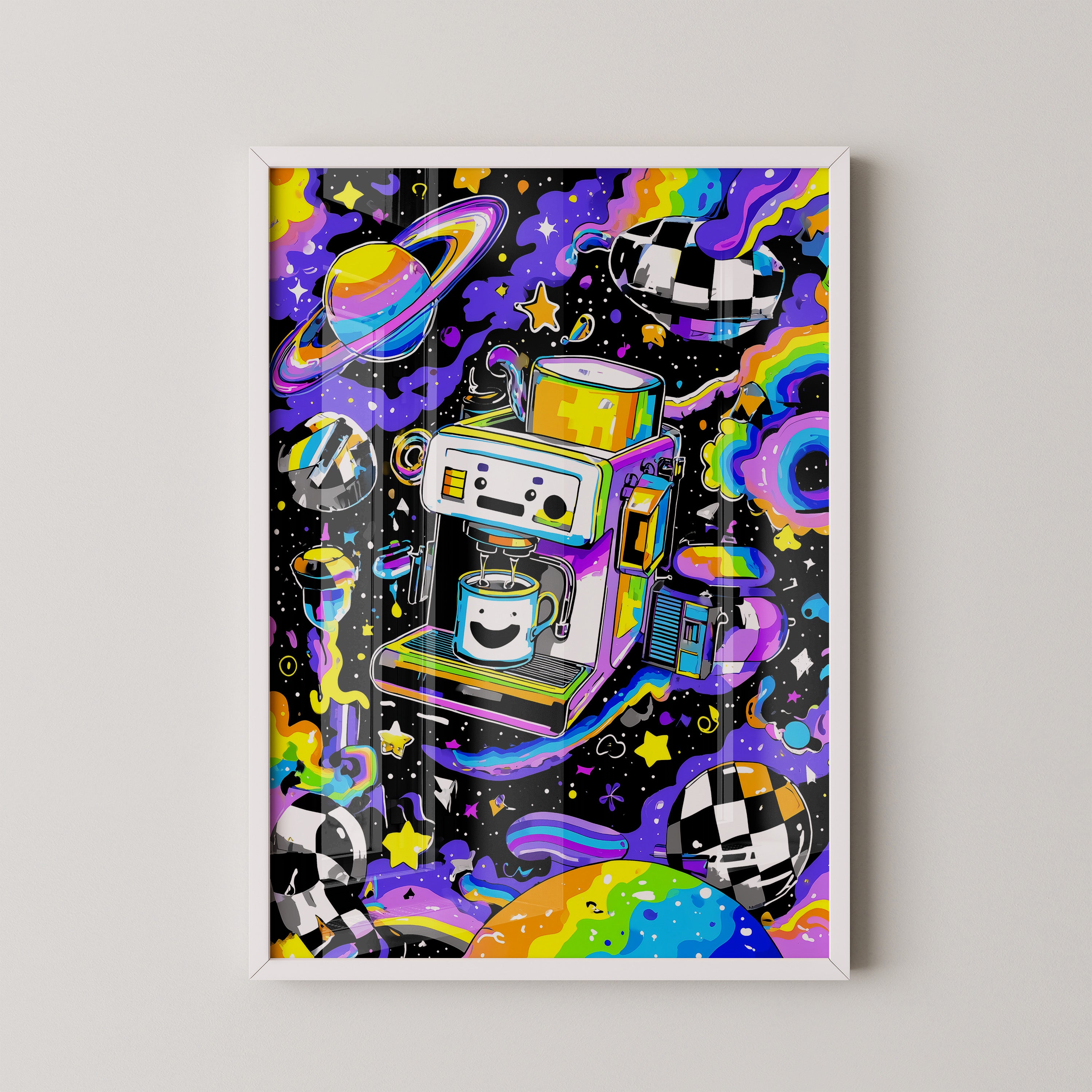 Espressomaschine Weltraum bunt