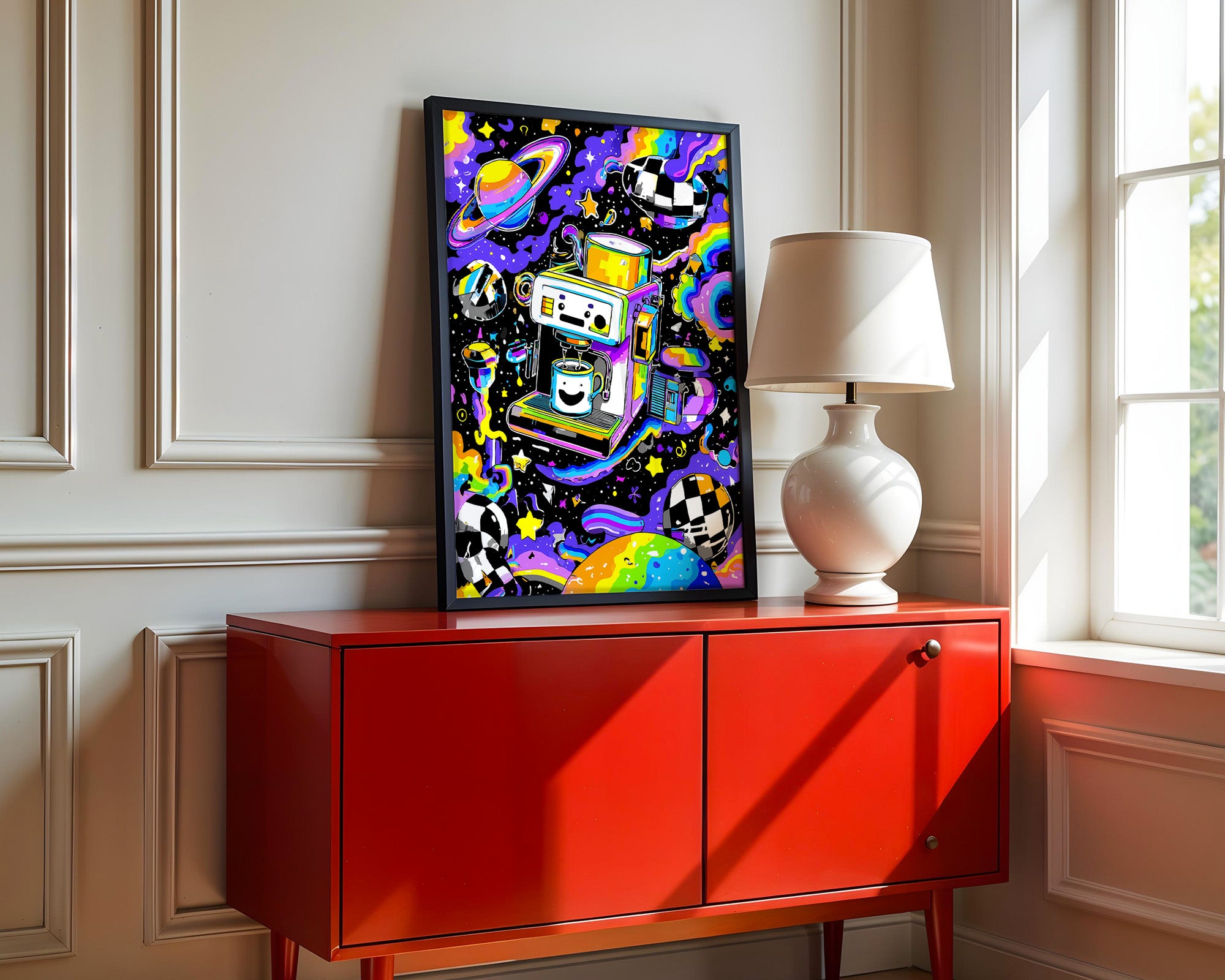 Espressomaschine Weltraum bunt