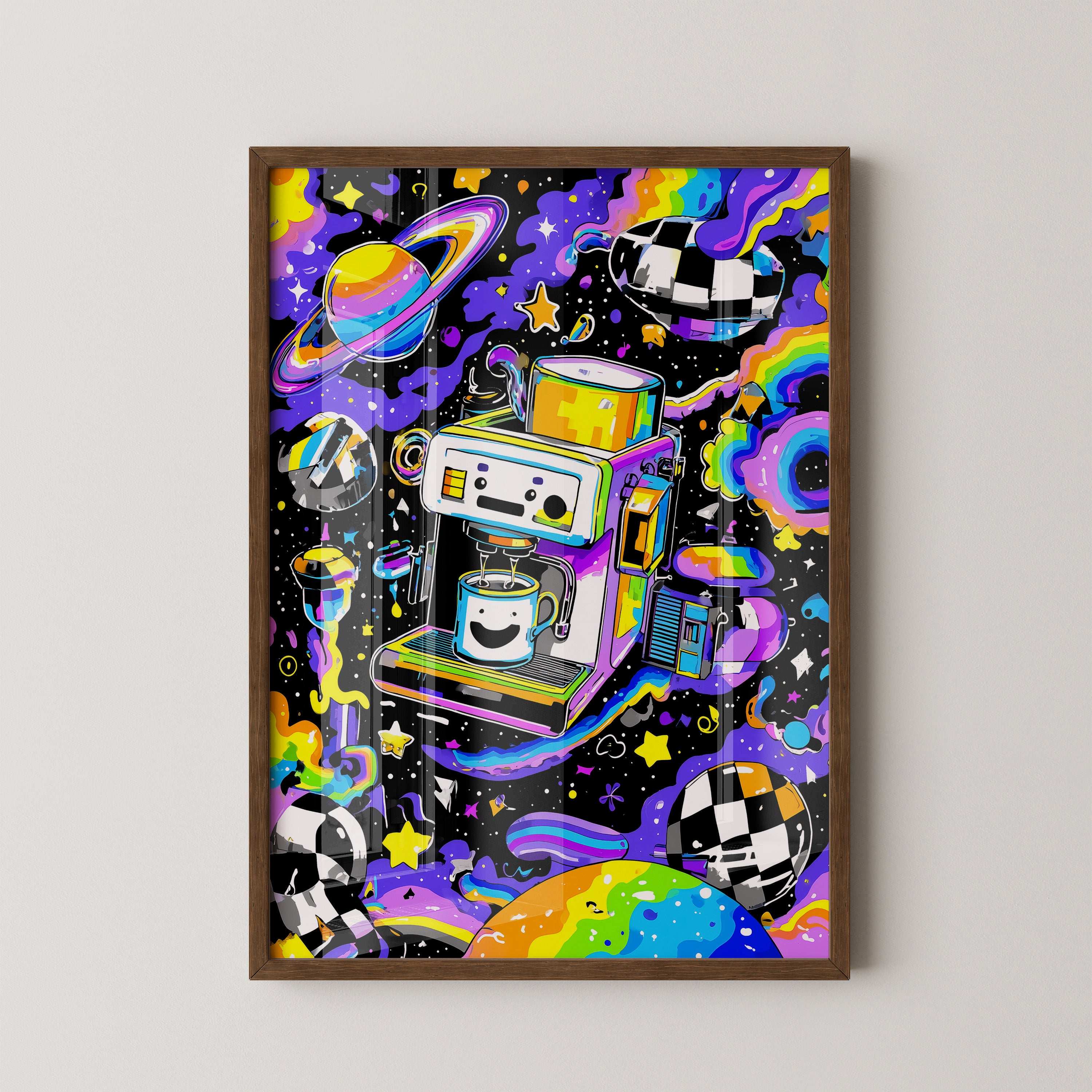 Espressomaschine Weltraum bunt