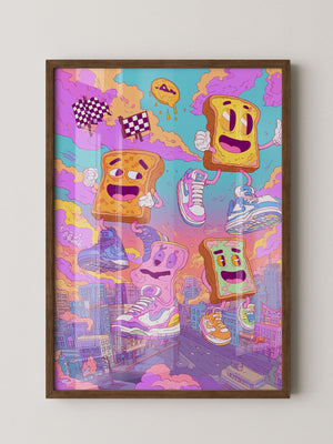 Toasts Sneaker Cartoon Wolken