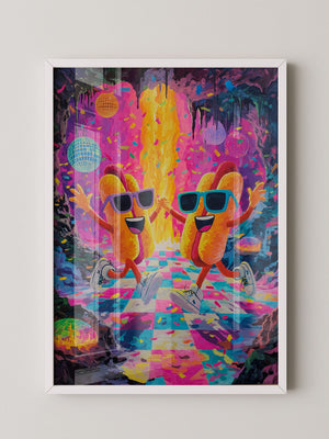 Tanzende Hotdogs Neonparty