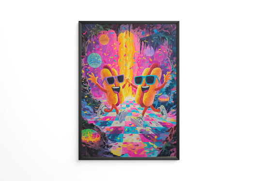 Tanzende Hotdogs Neonparty