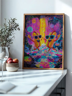 Tanzende Hotdogs Neonparty