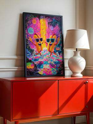 Tanzende Hotdogs Neonparty