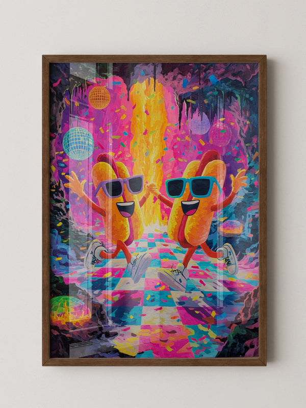 Tanzende Hotdogs Neonparty