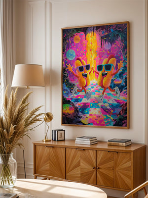 Tanzende Hotdogs Neonparty