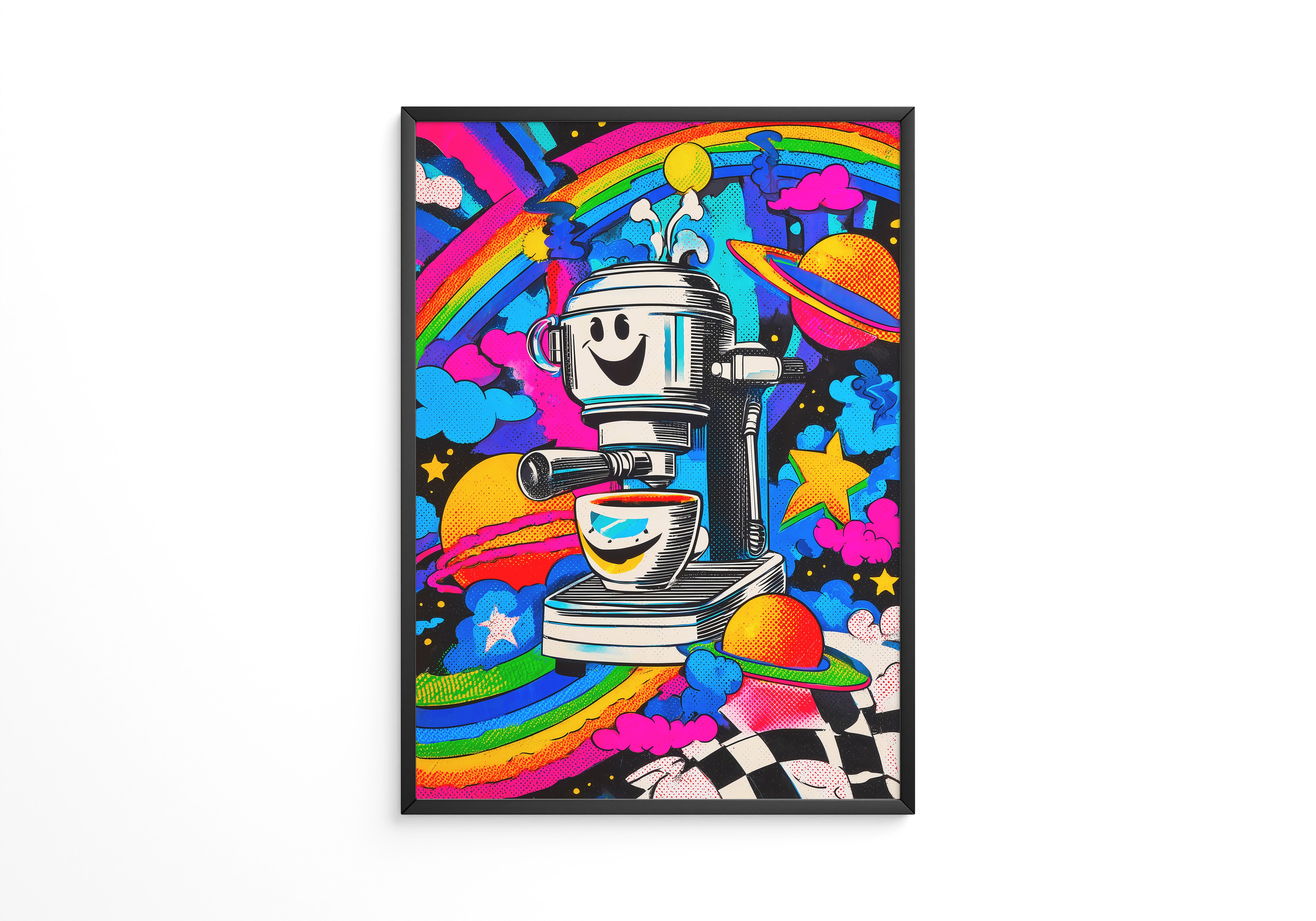 Kaffeemaschine Bunt Comicszene