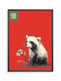 Panda Blume Rot Hintergrund