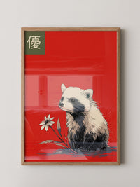 Panda Blume Rot Hintergrund