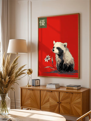 Panda Blume Rot Hintergrund