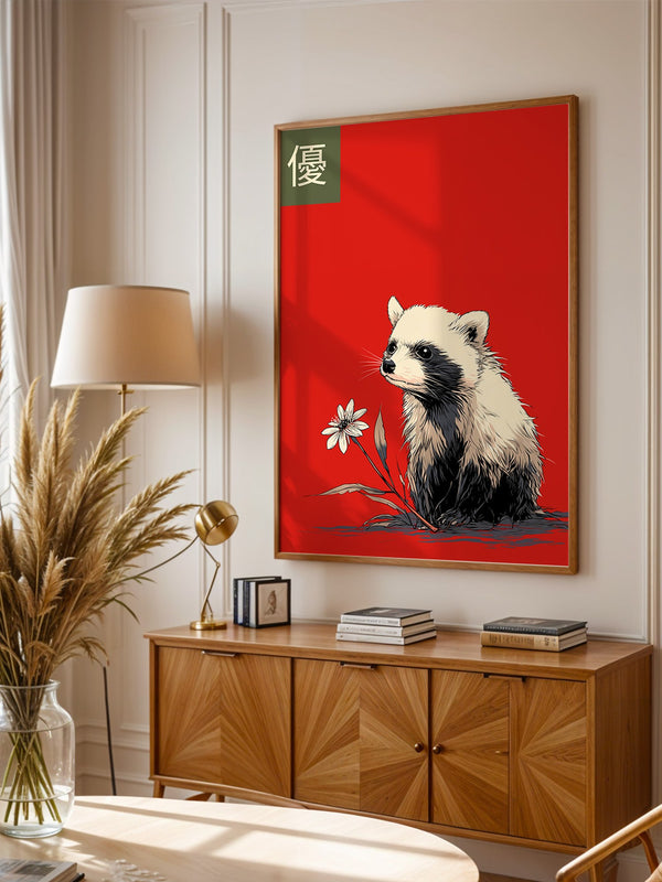 Panda Blume Rot Hintergrund