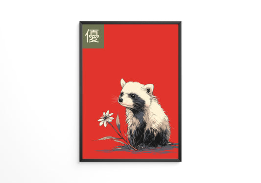 Panda Blume Rot Hintergrund