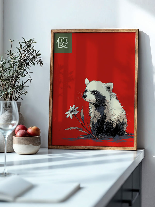 Panda Blume Rot Hintergrund