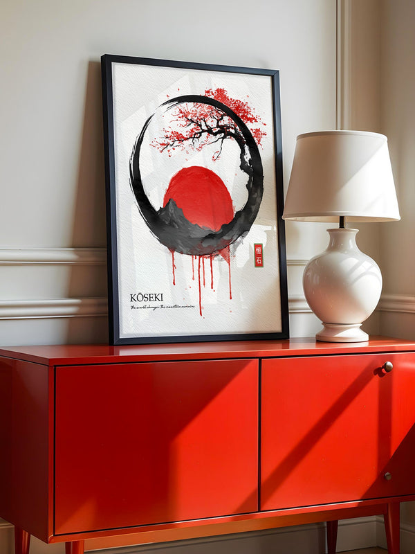 Japanische Sonne Rot Schwarz Kunst