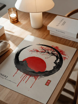 Japanische Sonne Rot Schwarz Kunst