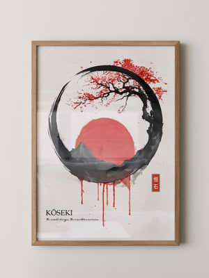 Japanische Sonne Rot Schwarz Kunst
