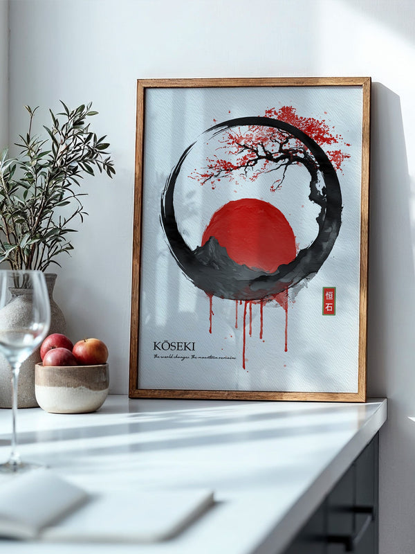 Japanische Sonne Rot Schwarz Kunst