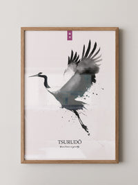 Kranich Flug Aquarell Stil