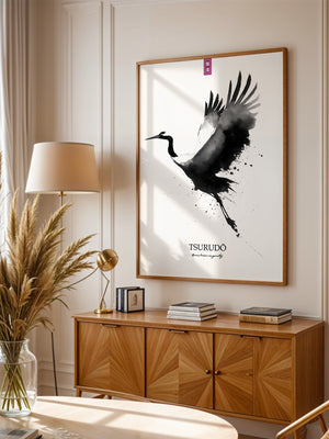 Kranich Flug Aquarell Stil