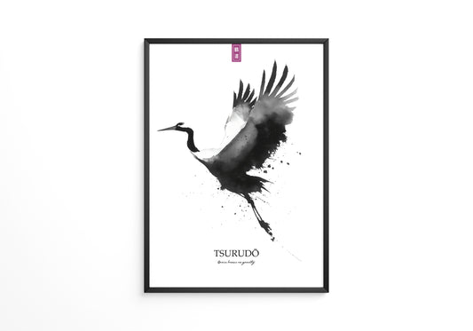 Kranich Flug Aquarell Stil