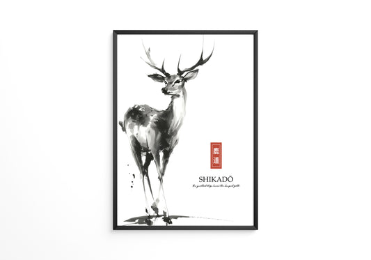 Hirsch Tusche Aquarell