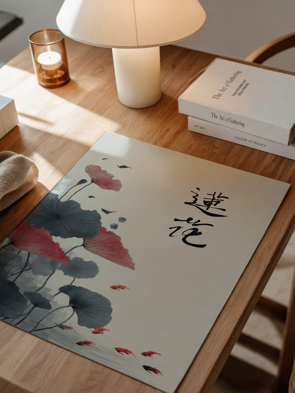Lotusblüten Koi Aquarellstil