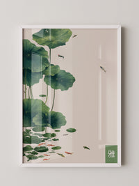 Seerosen und Koi minimalistisch
