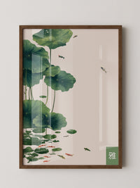 Seerosen und Koi minimalistisch