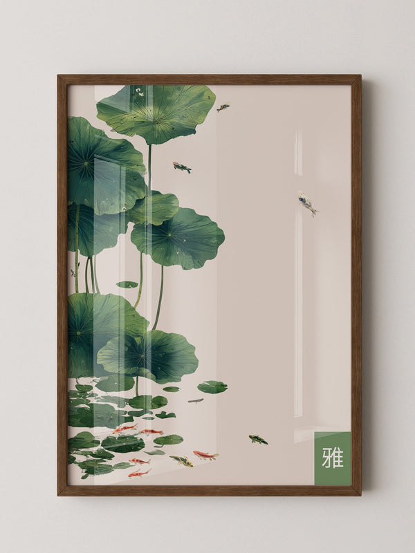 Seerosen und Koi minimalistisch