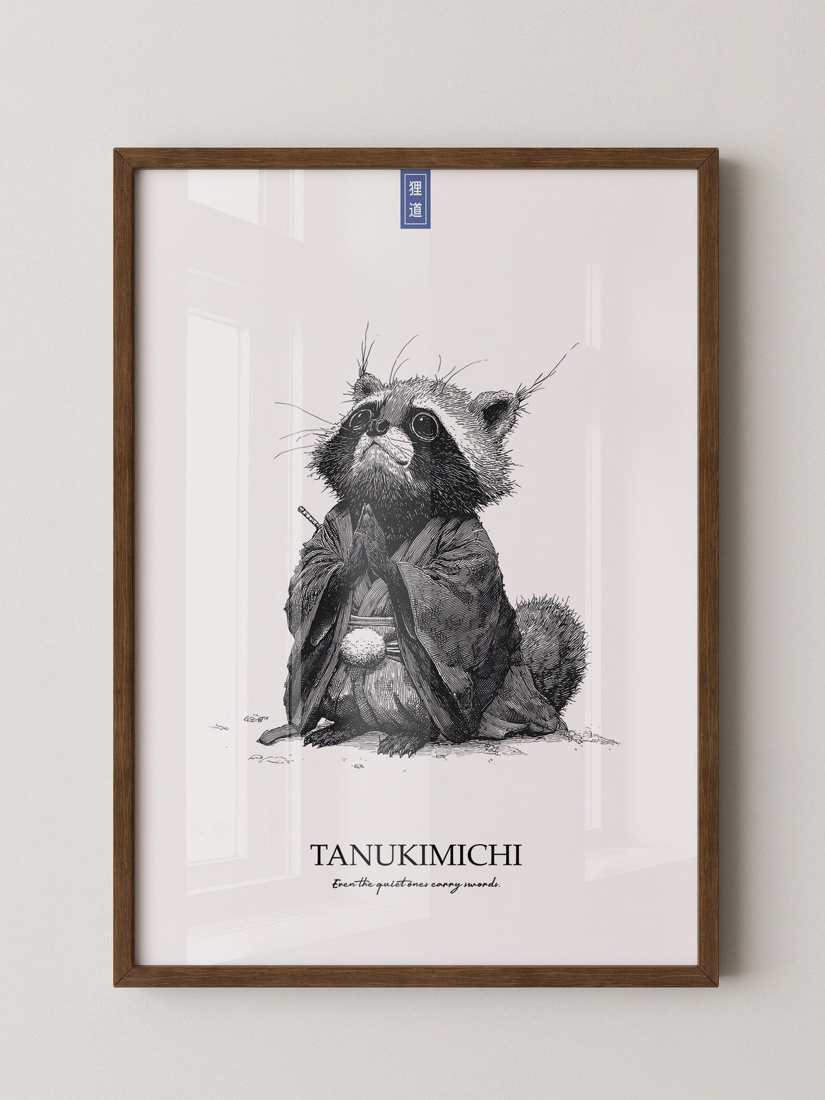 Tanuki Schwarzweiß Zeichnung