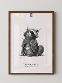 Tanuki Schwarzweiß Zeichnung