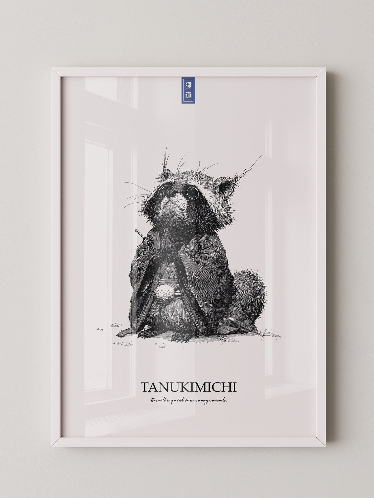 Tanuki Schwarzweiß Zeichnung