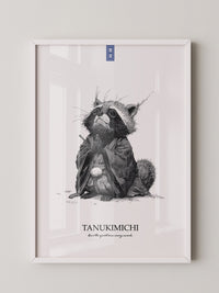 Tanuki Schwarzweiß Zeichnung