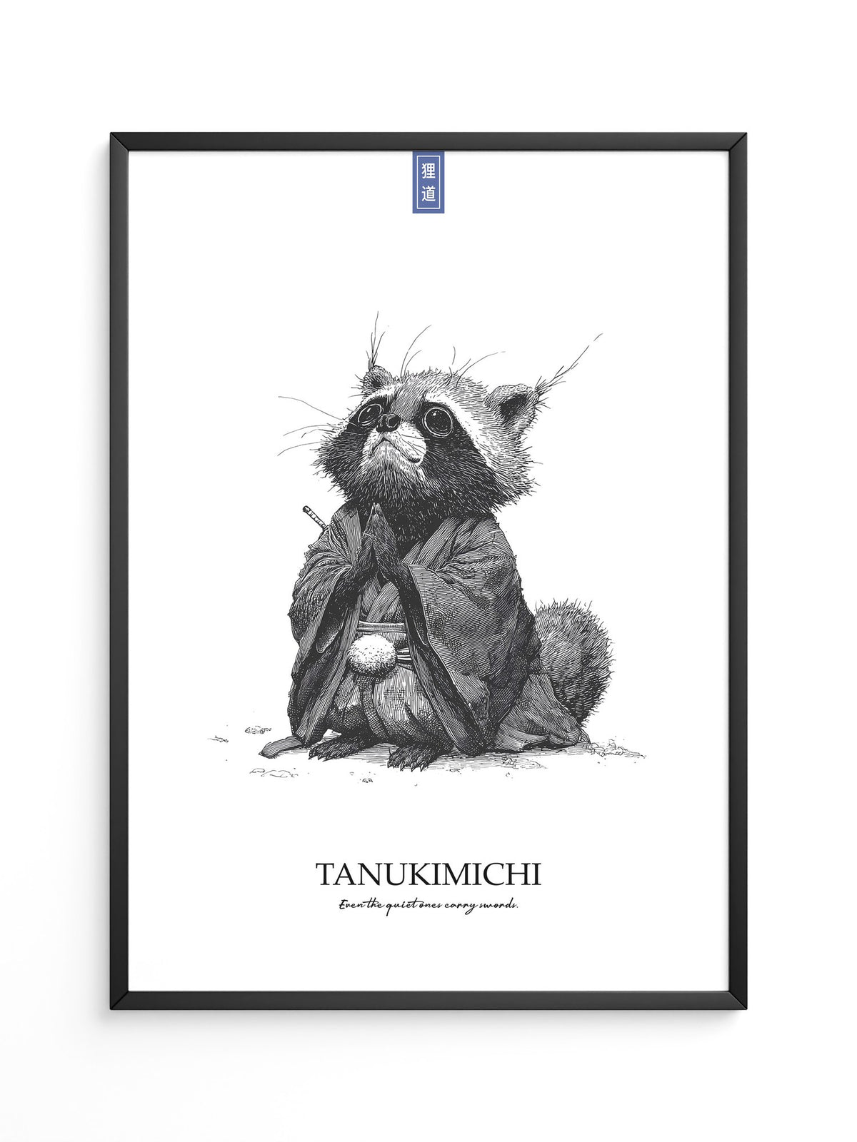 Tanuki Schwarzweiß Zeichnung