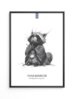 Tanuki Schwarzweiß Zeichnung