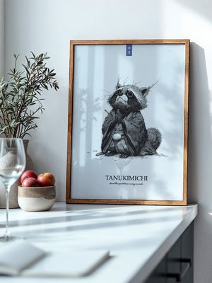 Tanuki Schwarzweiß Zeichnung
