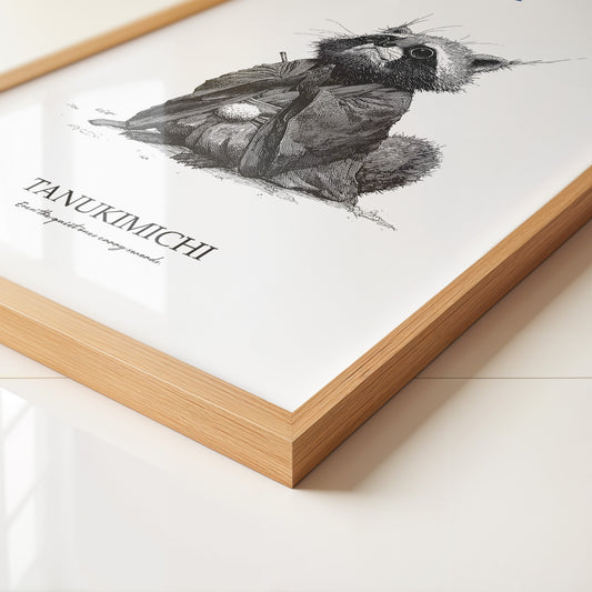 Tanuki Schwarzweiß Zeichnung